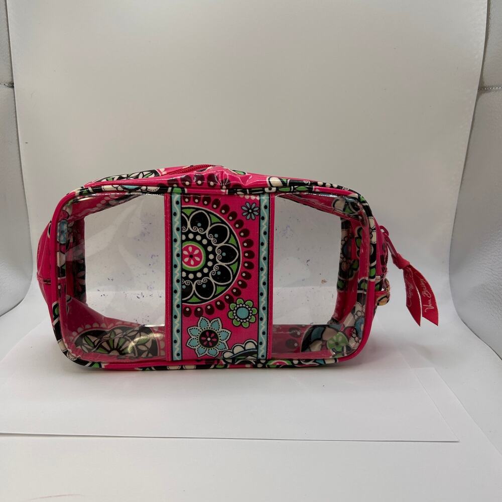 Vera Bradley Clear Cosmetic Bag Vinyl Organization Bag Cupcake Pink SOME MARKS